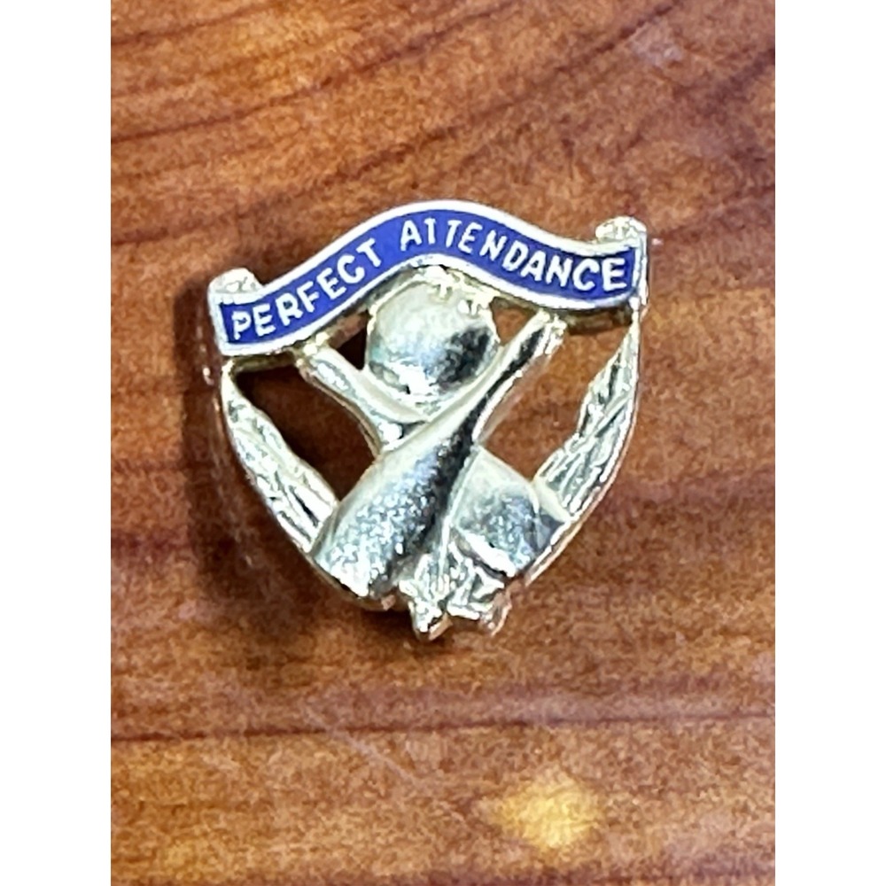 Cool Vintage Perfect Attendance Bowling Bowler Award Lapel Pin Pinback